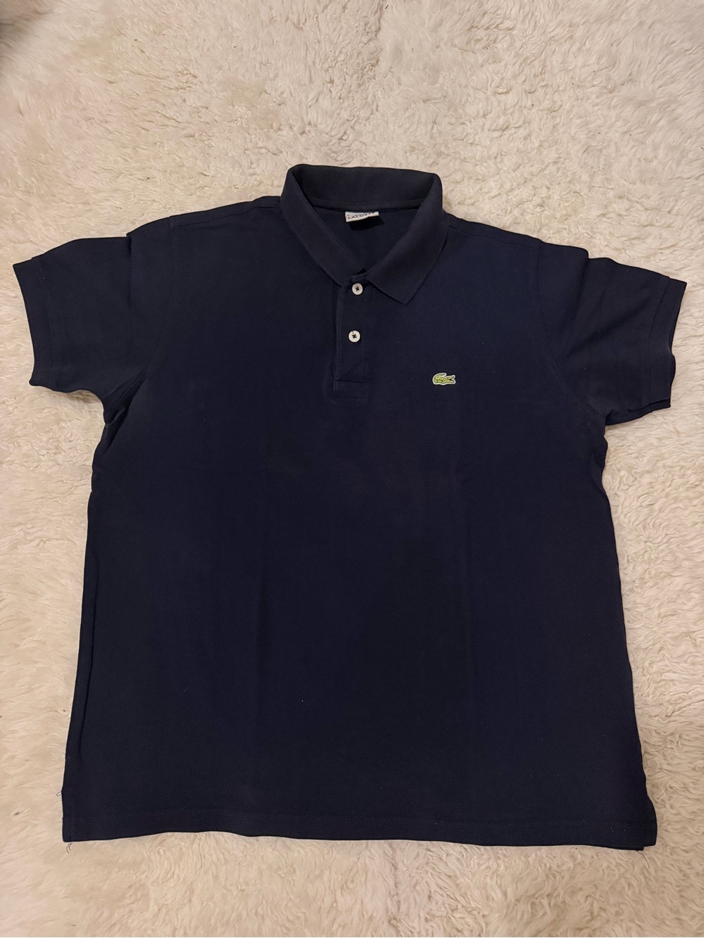 Lacoste Men's Navy Cotton Pique Polo Shirt Size 6